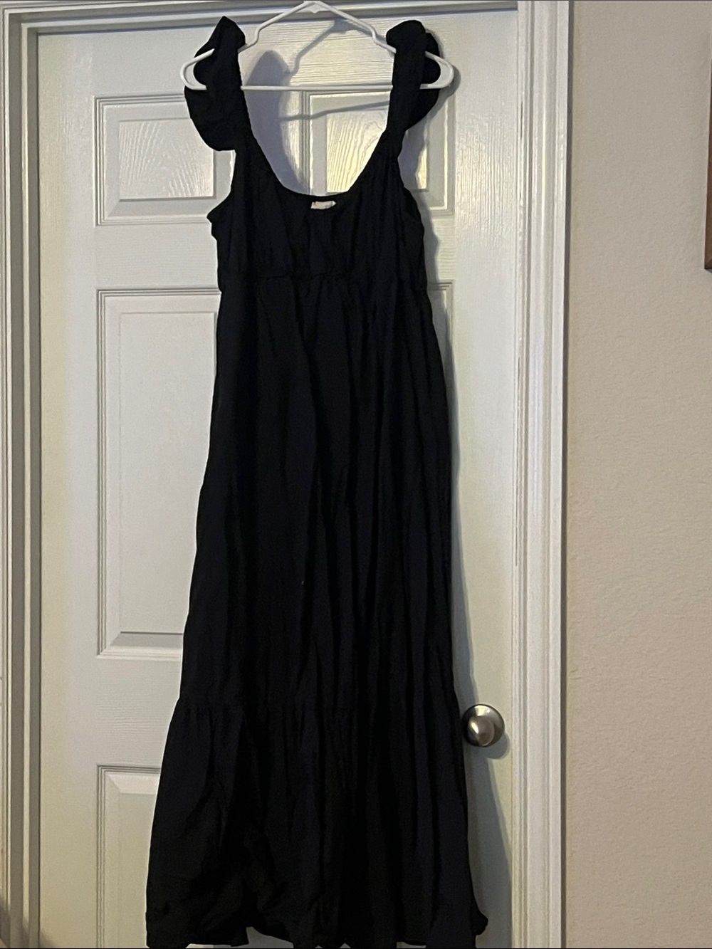 Black Ruffle-Strap Maxi Dress